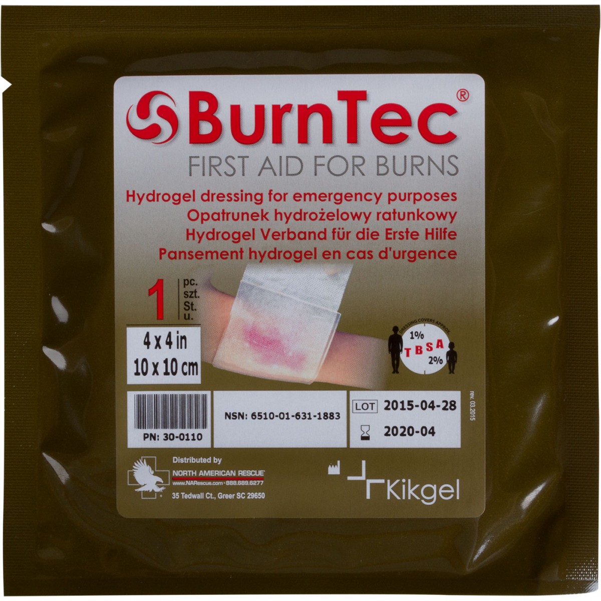 NAR Burntec Burn Dressing 4"x 4"